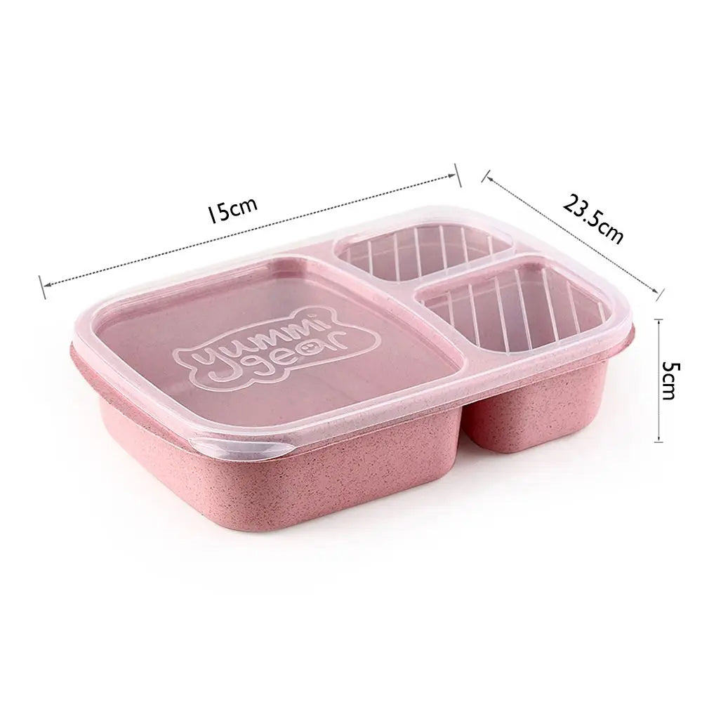 Portable Lunch Box Eco-friendily Wheat Straw Boxes Picnic Storage Box Fruit Container Compartmentalized Lunchbox for Kids Adult
