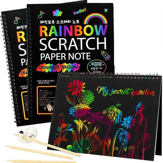 Rainbow Magic Children's Scratch Paper Set Art Colorful Scratch Drawing Toy Color Drawing Book Children's DIY Graffiti Book