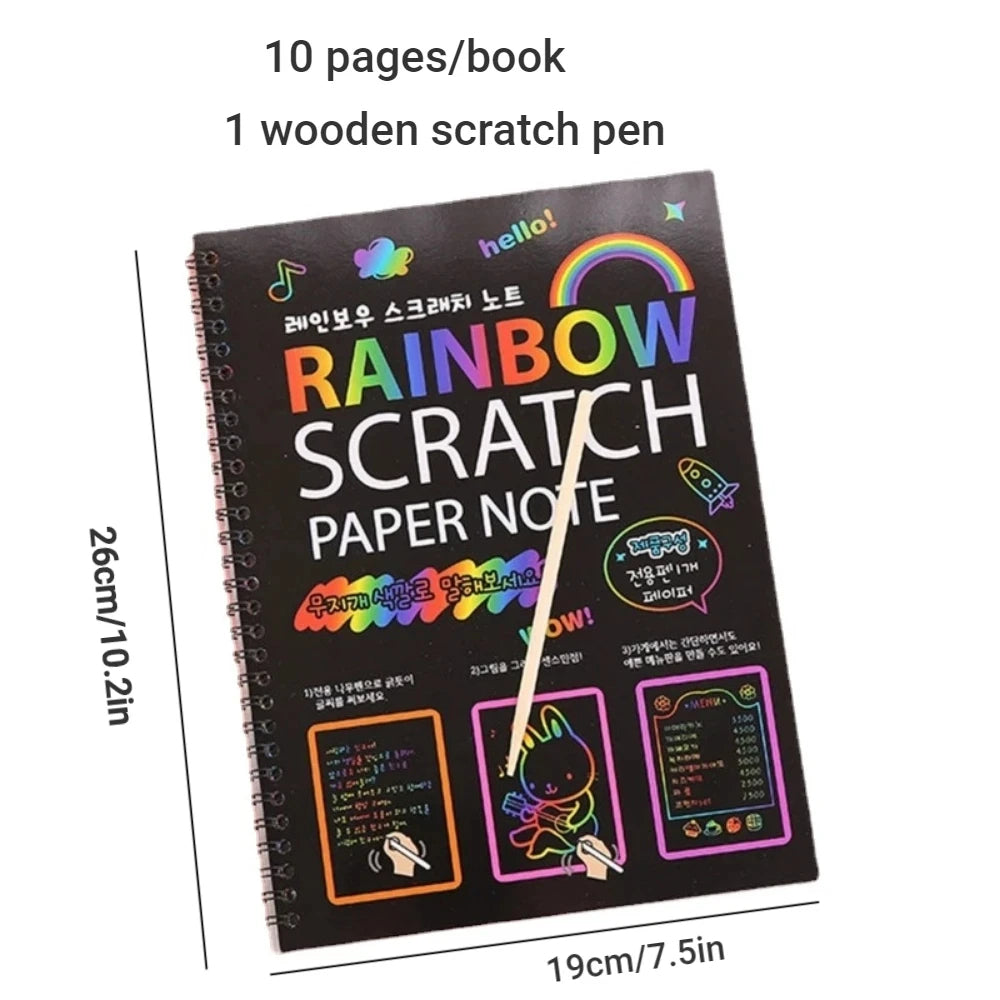 Rainbow Magic Children's Scratch Paper Set Art Colorful Scratch Drawing Toy Color Drawing Book Children's DIY Graffiti Book